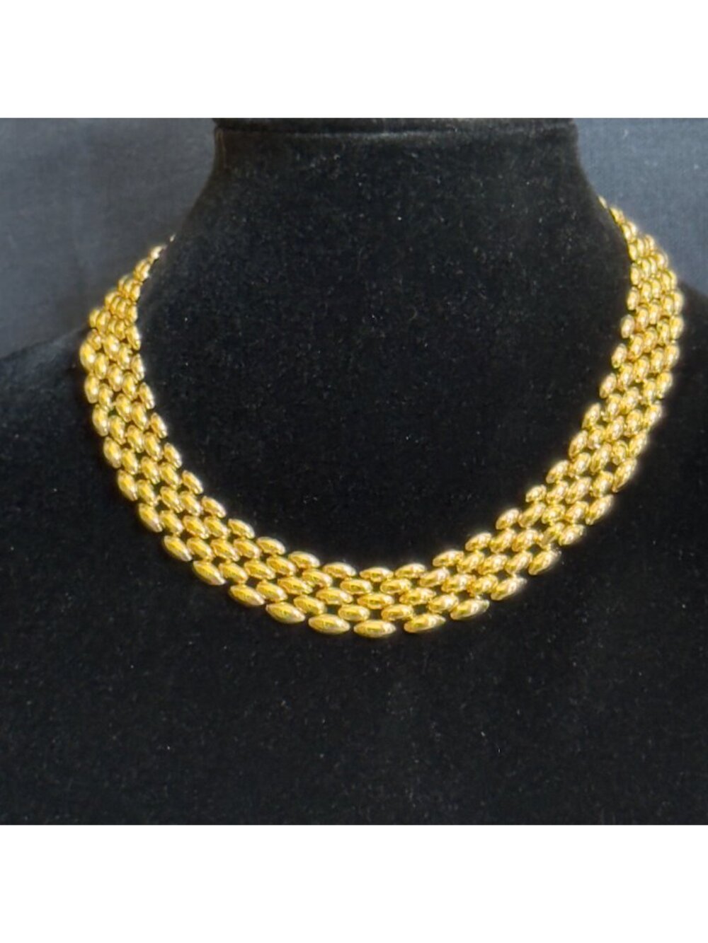 Gold-Tone Oval Link Statement Necklace Secure Clasp 18" Women